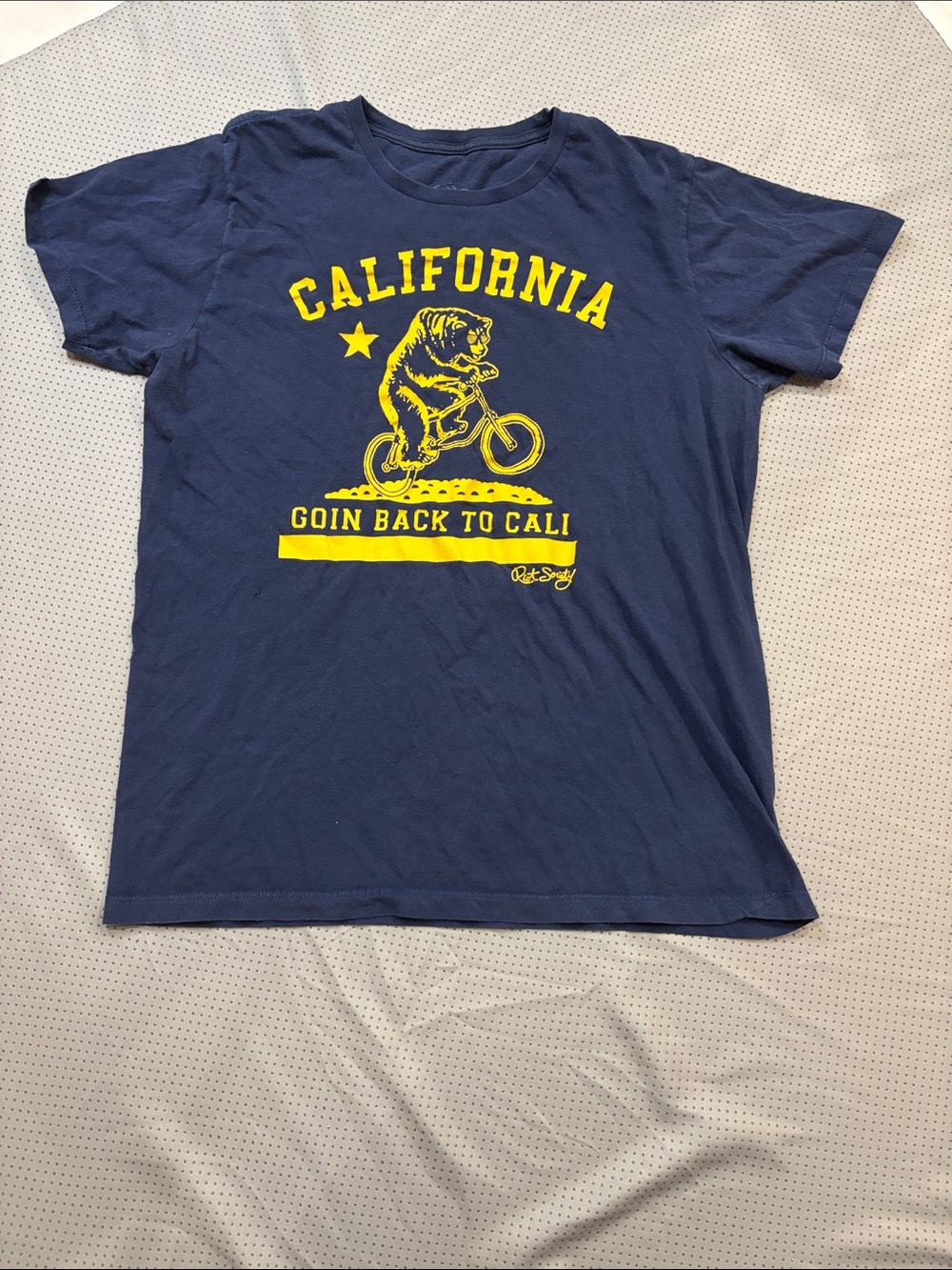 riot society Navy T-Shirt with Yellow California Bear Print